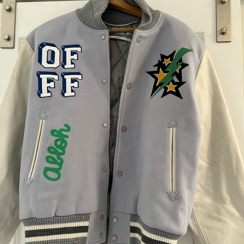 OFF WHITE wool and leather varsity jacket
